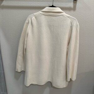 J.Crew 365 Women L Cream Sophie Merino Wool Open Front Sweater Blazer J0244